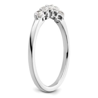 0.25ct. CZ Solid Real 14K White Gold 5-Stone Wedding Band Ring