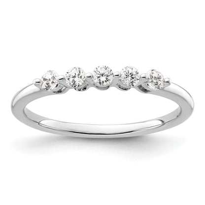 0.25ct. CZ Solid Real 14K White Gold 5-Stone Wedding Band Ring