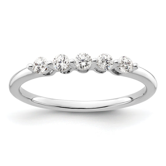 0.25ct. CZ Solid Real 14K White Gold 5-Stone Wedding Band Ring