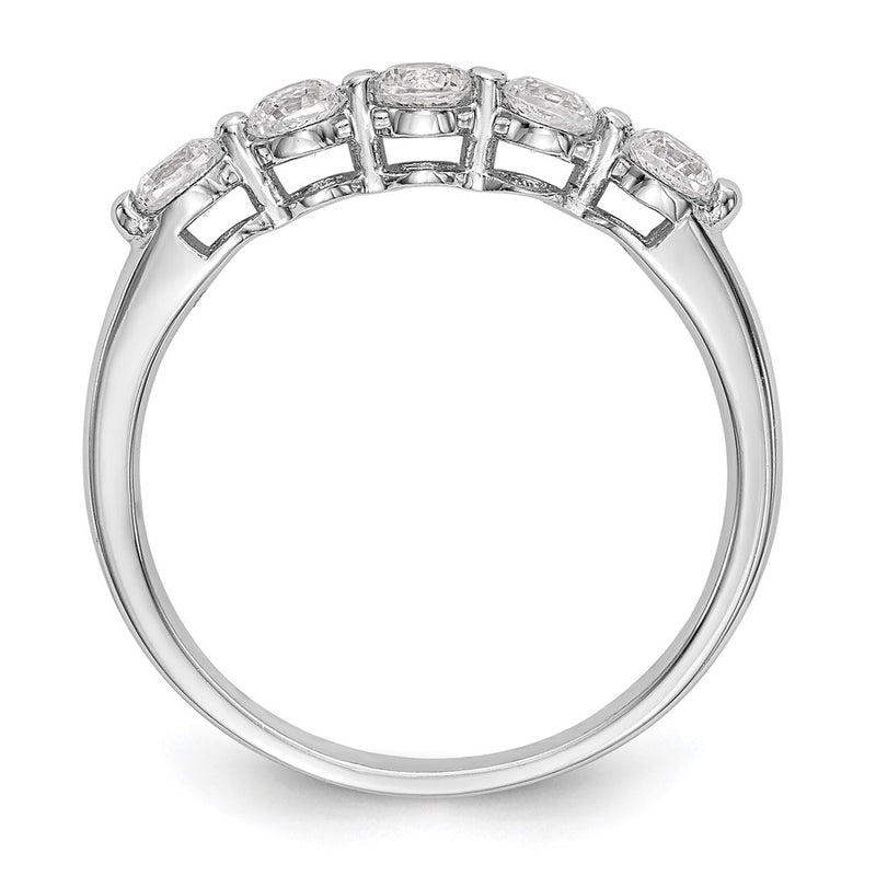 14K White Gold 5-Stone Real Diamond Band