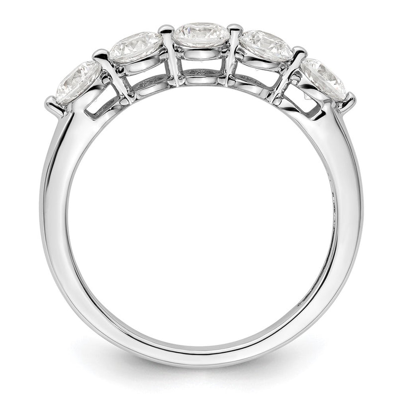 14K White Gold 5-Stone Real Diamond Band