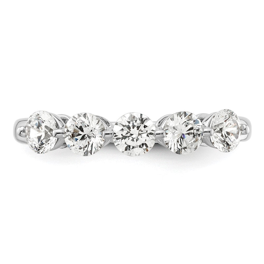 14K White Gold 5-Stone Real Diamond Band