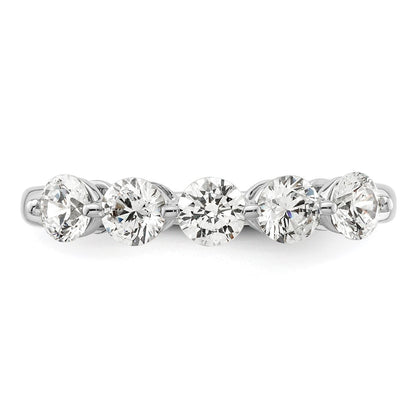 14K White Gold 5-Stone Real Diamond Band