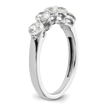 14K White Gold 5-Stone Real Diamond Band