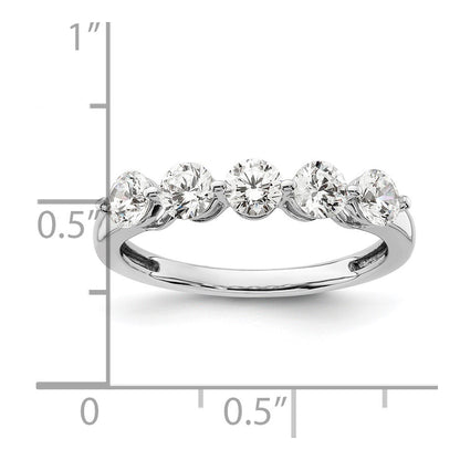 14K White Gold 5-Stone Real Diamond Band