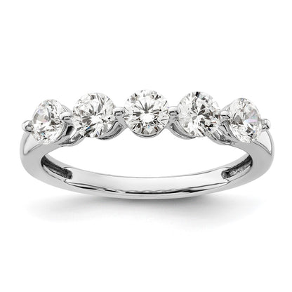 14K White Gold 5-Stone Real Diamond Band