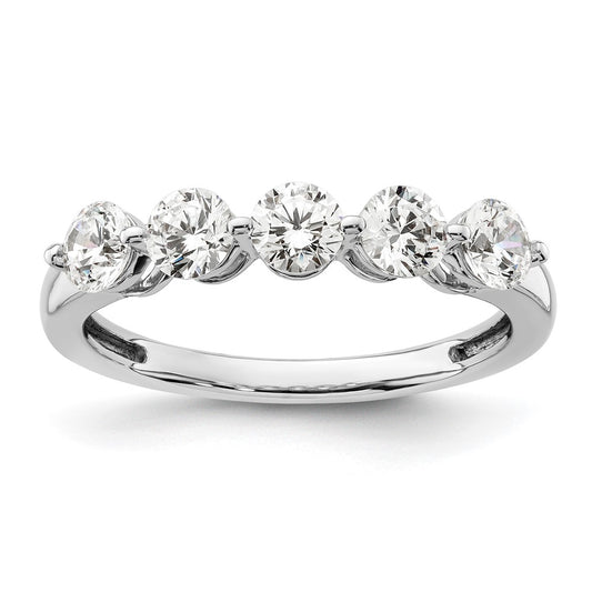 14K White Gold 5-Stone Real Diamond Band