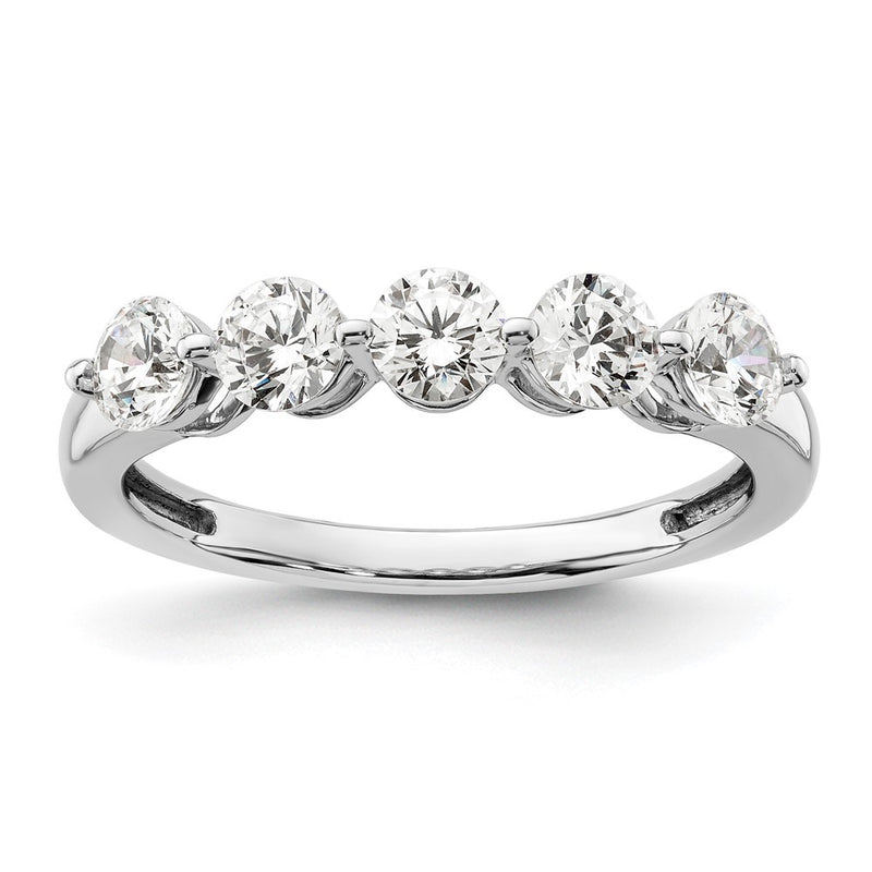 14K White Gold 5-Stone Real Diamond Band