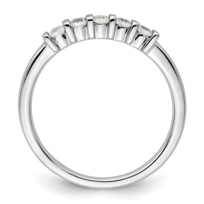 0.25ct. CZ Solid Real 14K White Gold 5-Stone Wedding Band Ring