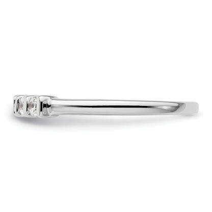 0.25ct. CZ Solid Real 14K White Gold 5-Stone Wedding Band Ring
