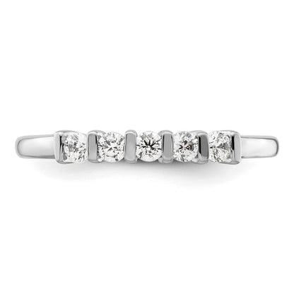 0.25ct. CZ Solid Real 14K White Gold 5-Stone Wedding Band Ring