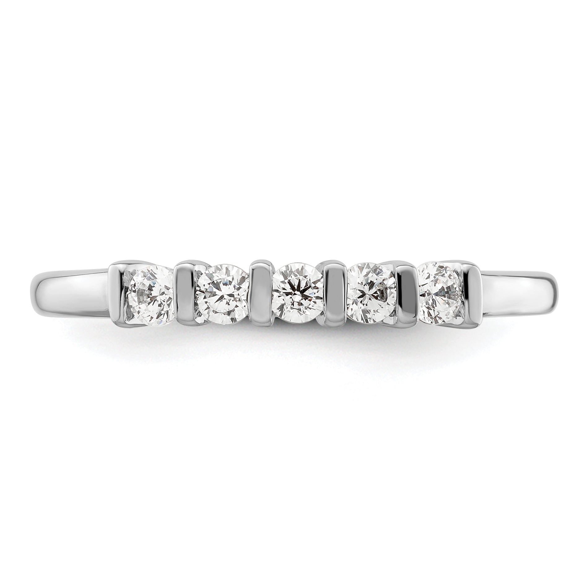 0.25ct. CZ Solid Real 14K White Gold 5-Stone Wedding Band Ring