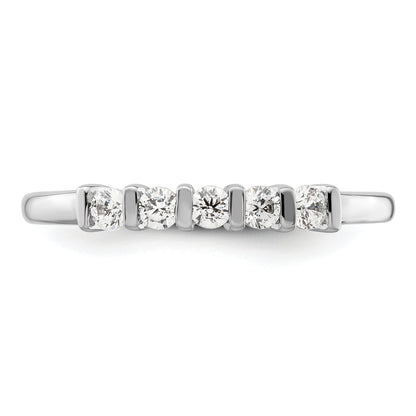 0.25ct. CZ Solid Real 14K White Gold 5-Stone Wedding Band Ring