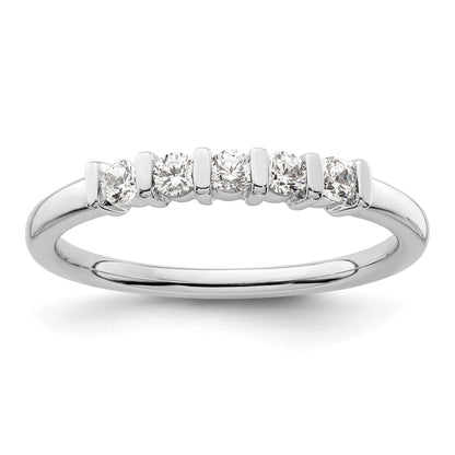 0.25ct. CZ Solid Real 14K White Gold 5-Stone Wedding Band Ring