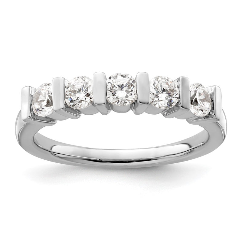 14K White Gold 5-Stone Real Diamond Band