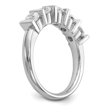 14K White Gold 5-Stone Real Diamond Band