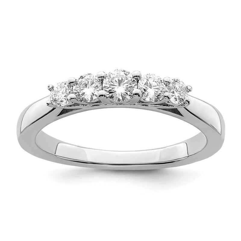14K White Gold 5-Stone Real Diamond Band