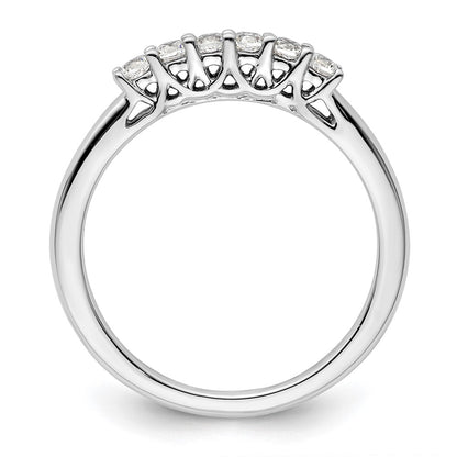 0.25ct. CZ Solid Real 14K White Gold 6-Stone Wedding Band Ring