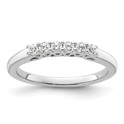 0.25ct. CZ Solid Real 14K White Gold 6-Stone Wedding Band Ring