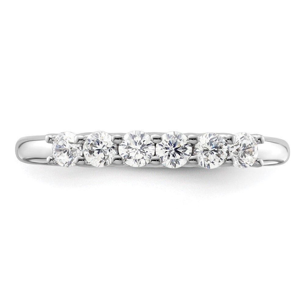 14K White Gold 6-Stone Real Diamond Band