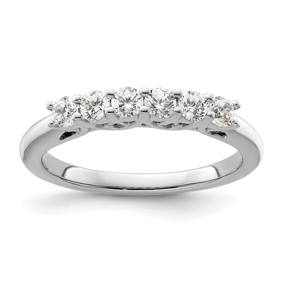 14K White Gold 6-Stone Real Diamond Band
