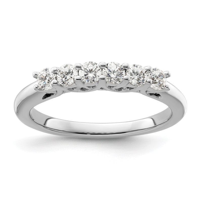14K White Gold 6-Stone Real Diamond Band