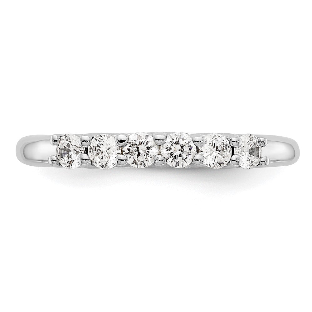 14K White Gold 6-Stone Real Diamond Band