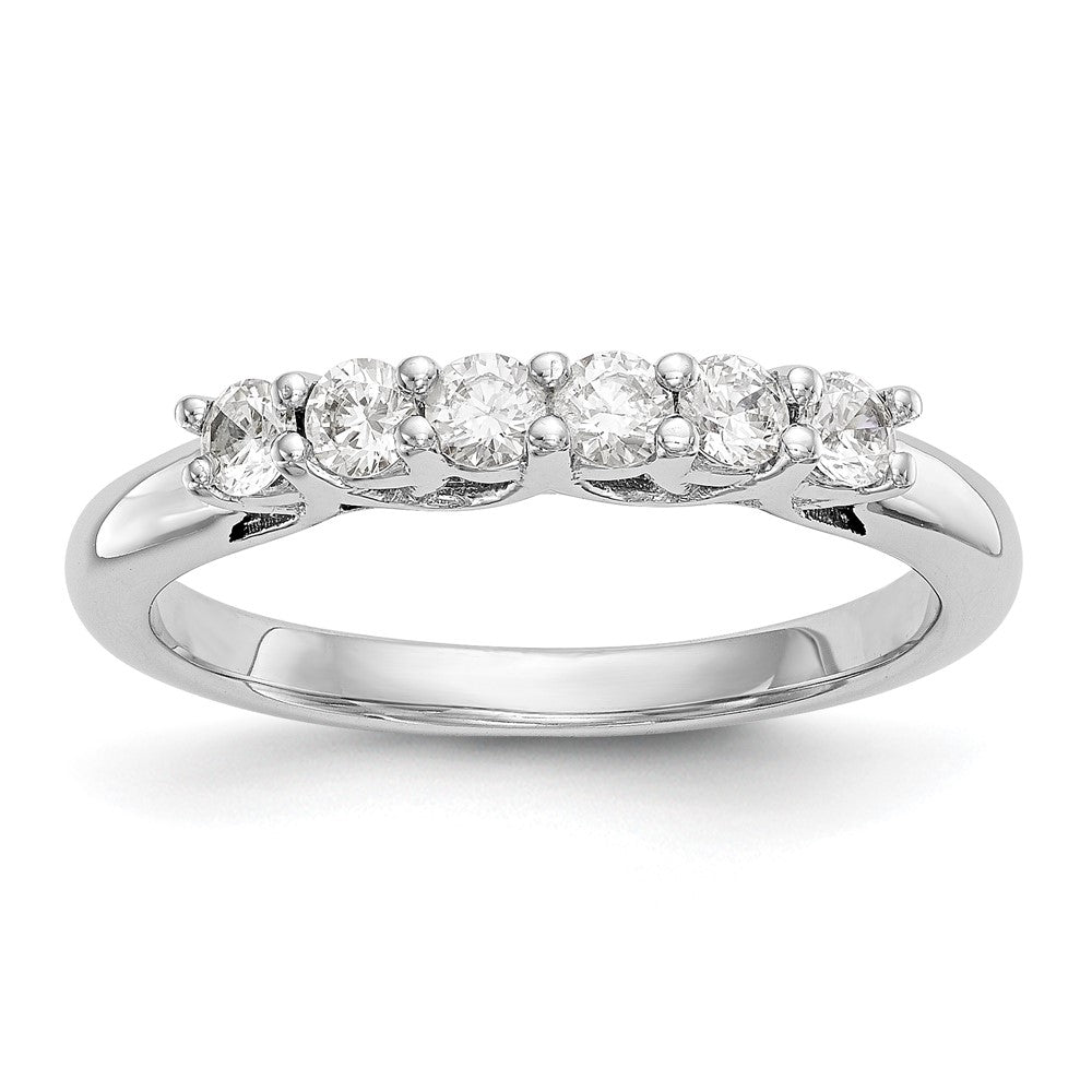 14K White Gold 6-Stone Real Diamond Band