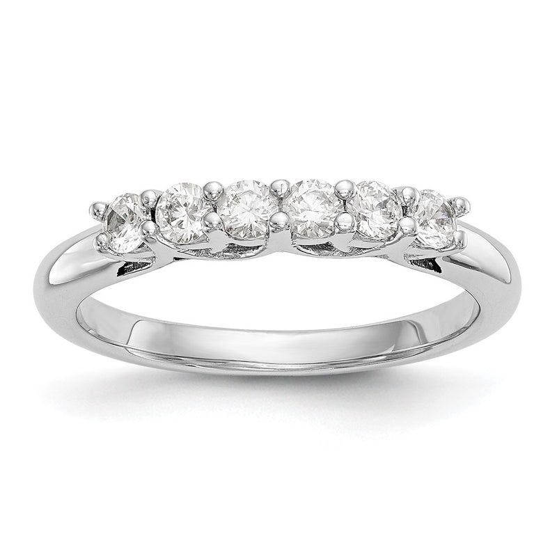 14K White Gold 6-Stone Real Diamond Band