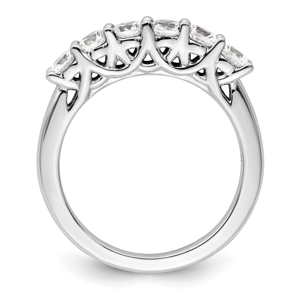 14K White Gold 6-Stone Real Diamond Band
