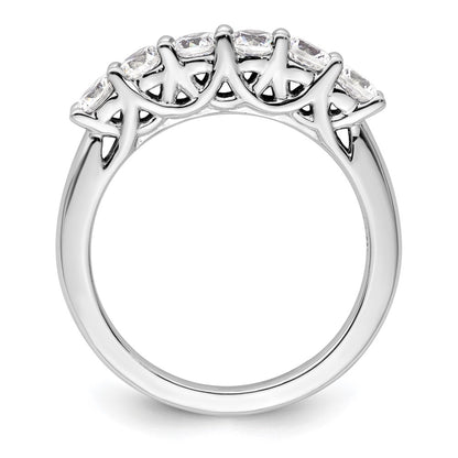 14K White Gold 6-Stone Real Diamond Band
