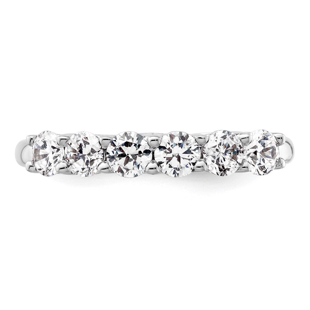 14K White Gold 6-Stone Real Diamond Band