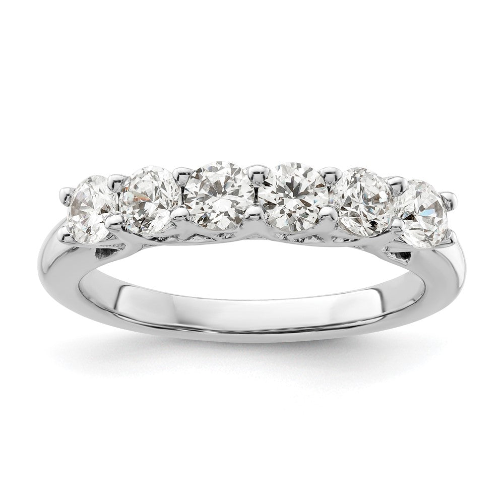 14K White Gold 6-Stone Real Diamond Band