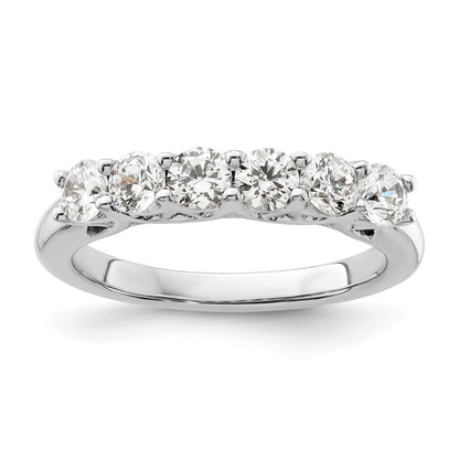 14K White Gold 6-Stone Real Diamond Band