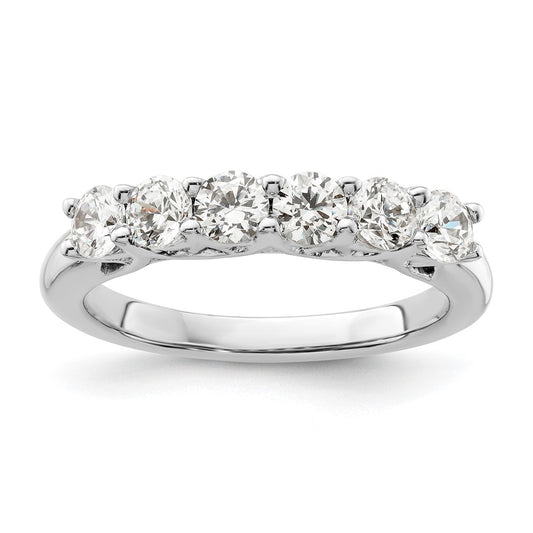 14K White Gold 6-Stone Real Diamond Band