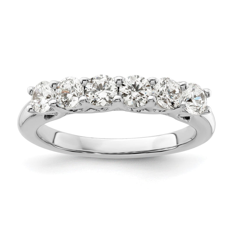 14K White Gold 6-Stone Real Diamond Band