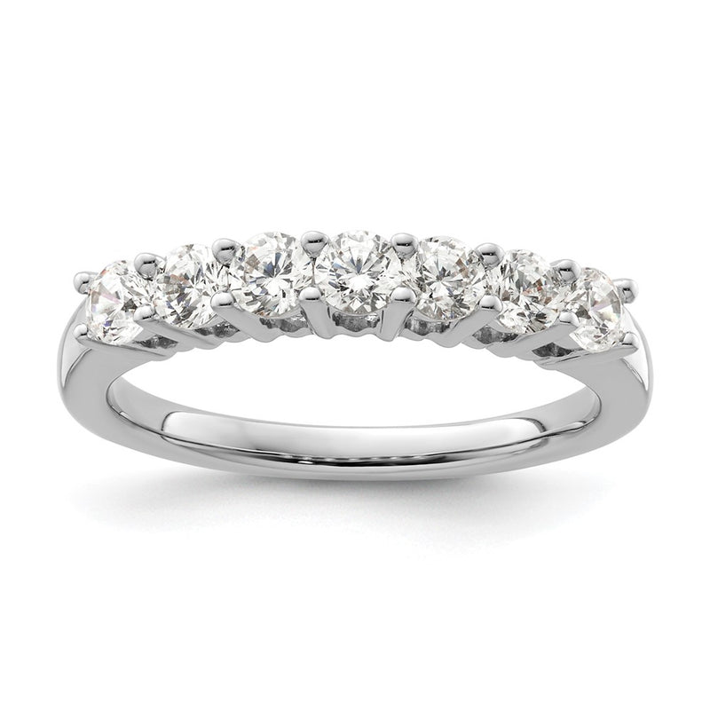 14K White Gold 7-Stone Real Diamond Band