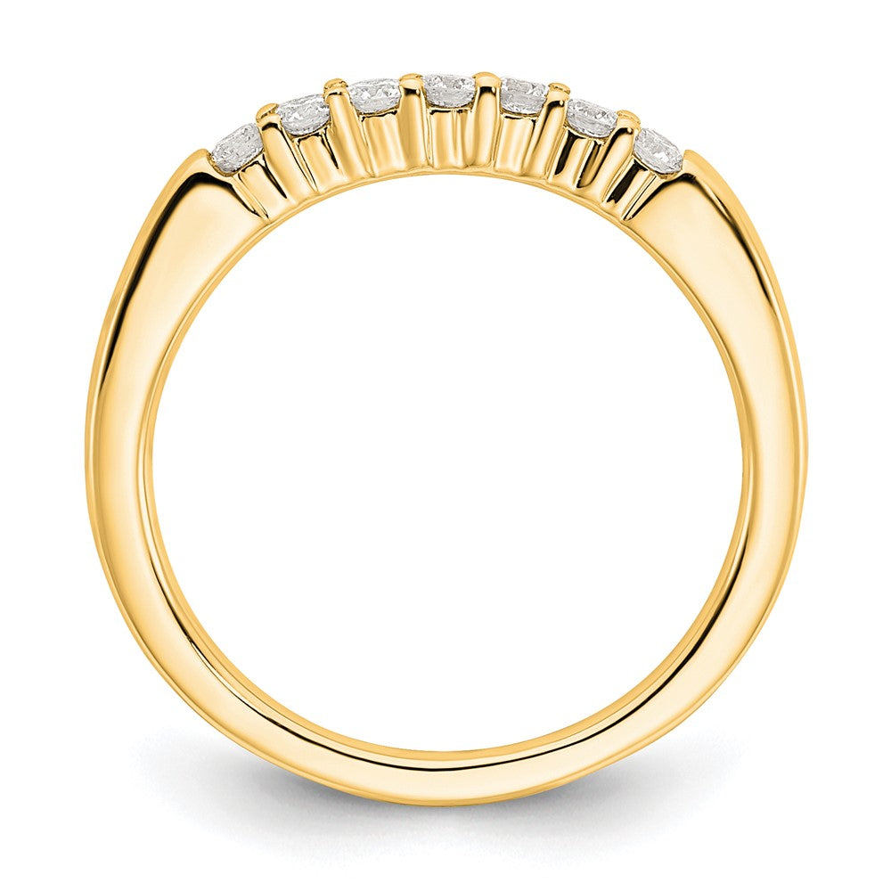 0.25ct. CZ Solid Real 14K Yellow Gold 7-Stone Wedding Band Ring