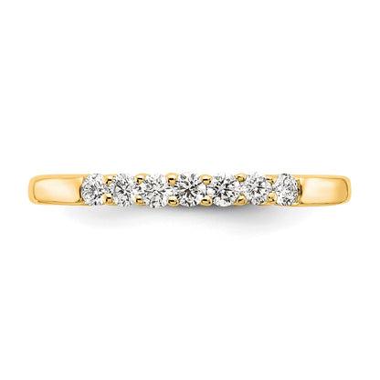 0.25ct. CZ Solid Real 14K Yellow Gold 7-Stone Wedding Band Ring