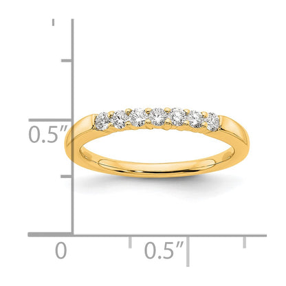 0.25ct. CZ Solid Real 14K Yellow Gold 7-Stone Wedding Band Ring