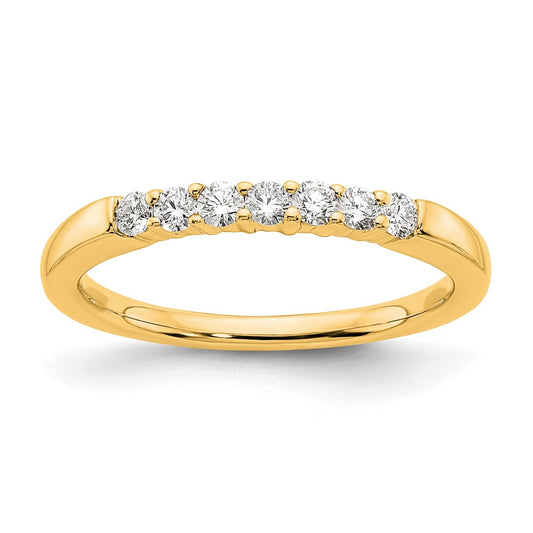 0.25ct. CZ Solid Real 14K Yellow Gold 7-Stone Wedding Band Ring