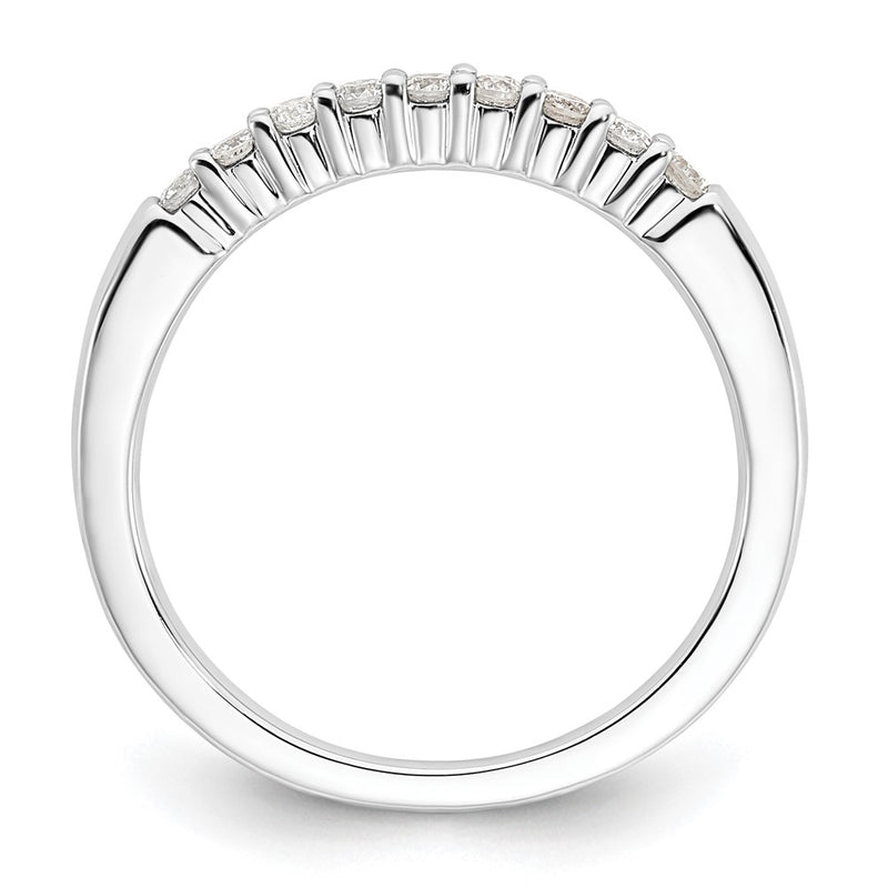 14K White Gold 9-Stone Real Diamond Band