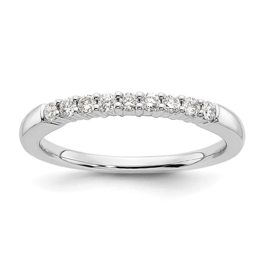 0.23ct. CZ Solid Real 14K White Gold 9-Stone Wedding Band Ring