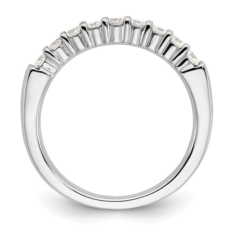14K White Gold 9-Stone Real Diamond Band
