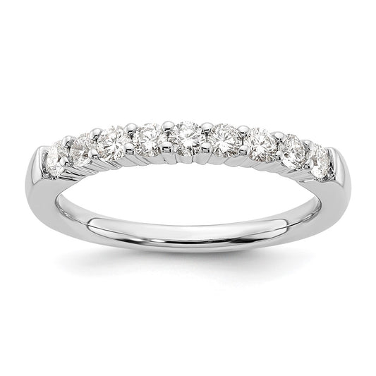 14K White Gold 9-Stone Real Diamond Band