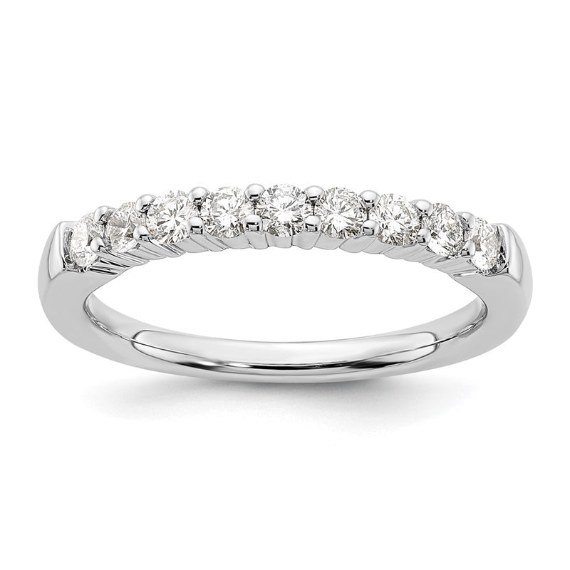 14K White Gold 9-Stone Real Diamond Band