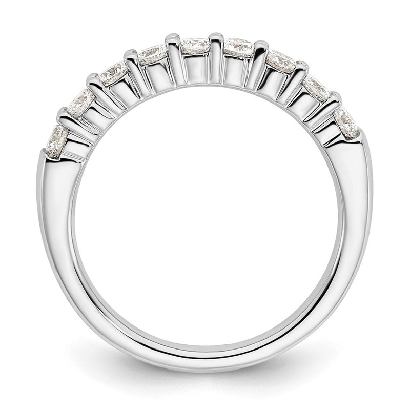 14K White Gold 9-Stone Real Diamond Band