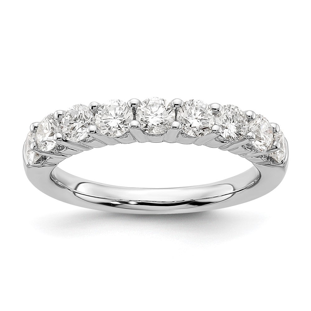 14K White Gold 9-Stone Real Diamond Band