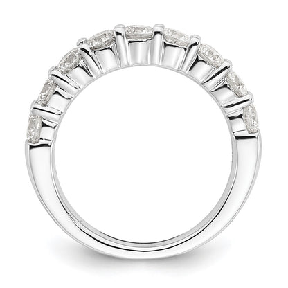 14K White Gold 9-Stone Real Diamond Band