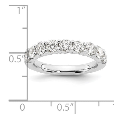 14K White Gold 9-Stone Real Diamond Band